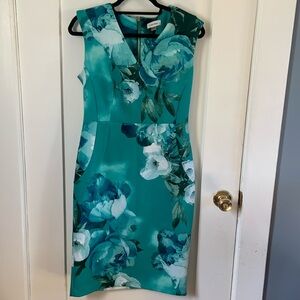 NWT Calvin Klein Teal Floral Dress